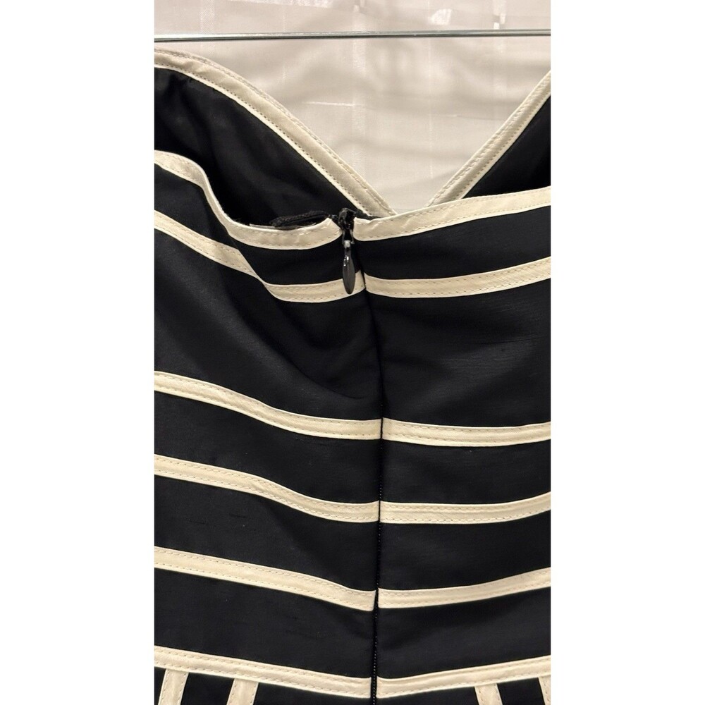 WD.NY Strapless Silk Dress Size 10 Black White Cocktail Fit & Flare - Picture 6 of 11
